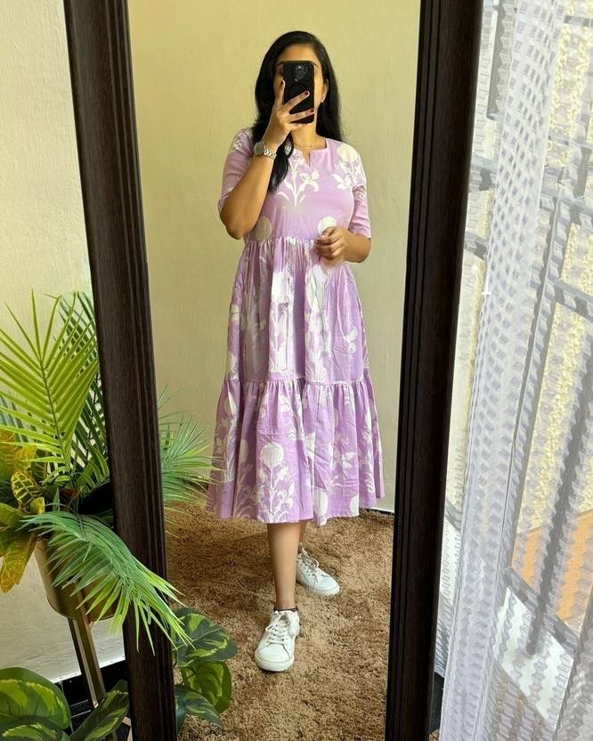 Sufiyana Ámour's Lilac Floral Print Rayon Dress