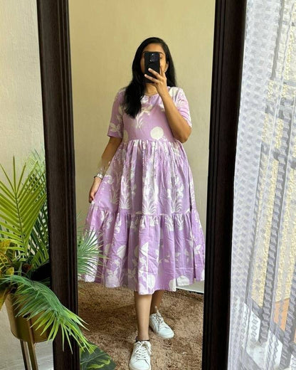 Sufiyana Ámour's Lilac Floral Print Rayon Dress