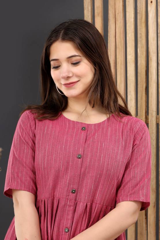 Sufiyana Ámour's Deep Pink Cotton Dress for Females