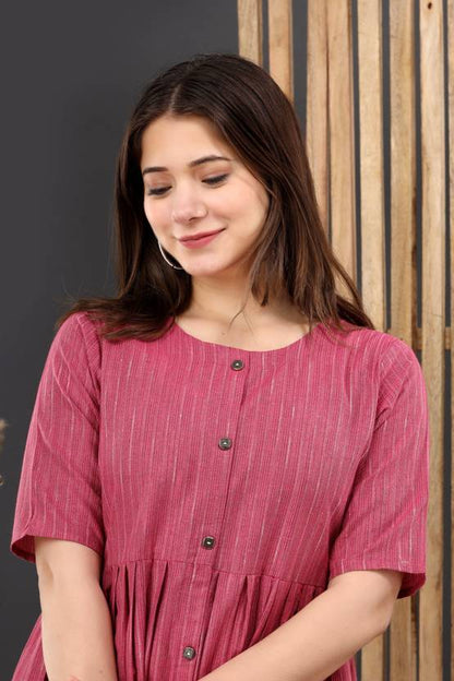 Sufiyana Ámour's Deep Pink Cotton Dress for Females
