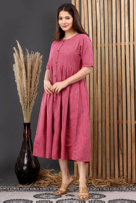 Sufiyana Ámour's Deep Pink Cotton Dress for Females