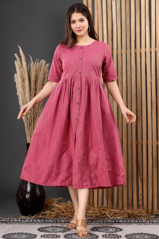 Sufiyana Ámour's Deep Pink Cotton Dress for Females