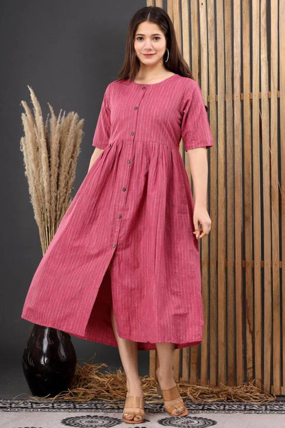 Sufiyana Ámour's Deep Pink Cotton Dress for Females