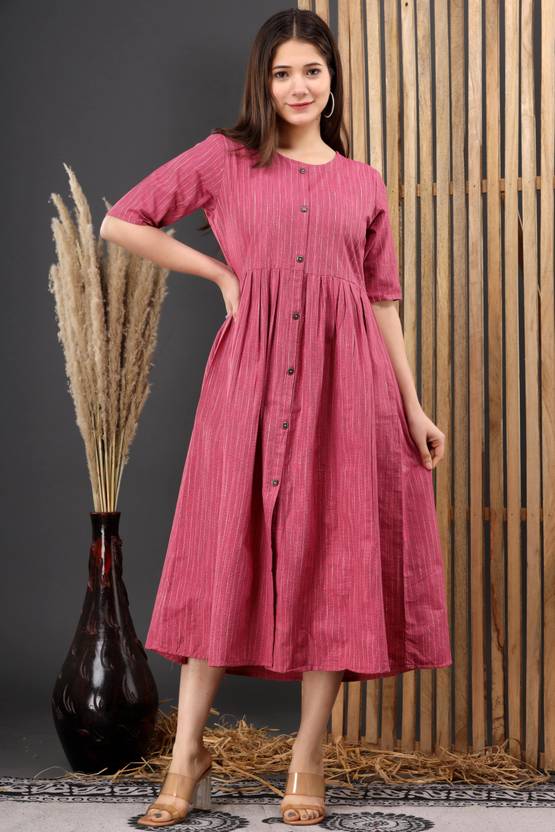 Sufiyana Ámour's Deep Pink Cotton Dress for Females