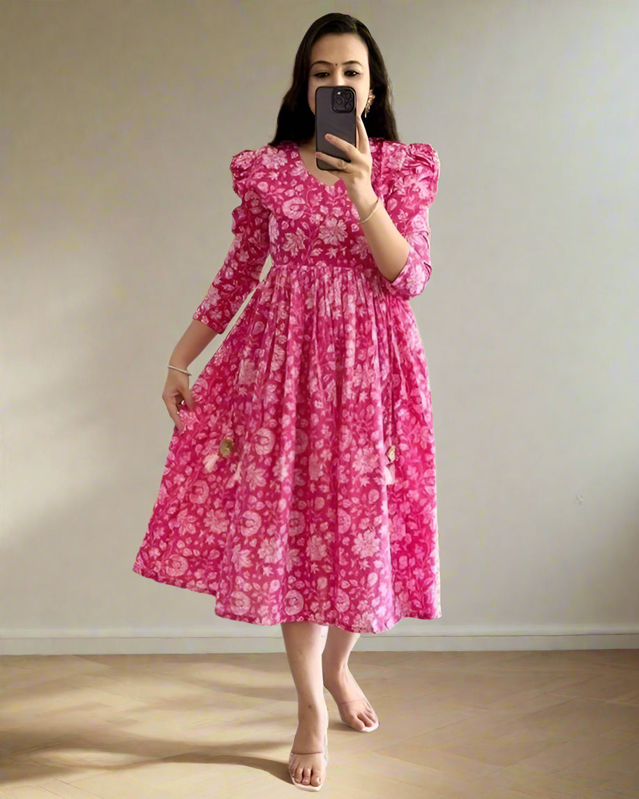 Sufiyana Ámour's Vibrant Pink Rayon Dress for Females