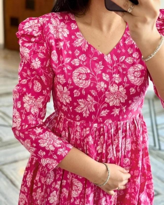 Sufiyana Ámour's Vibrant Pink Rayon Dress for Females