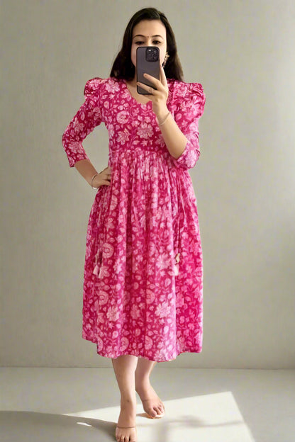 Sufiyana Ámour's Vibrant Pink Rayon Dress for Females