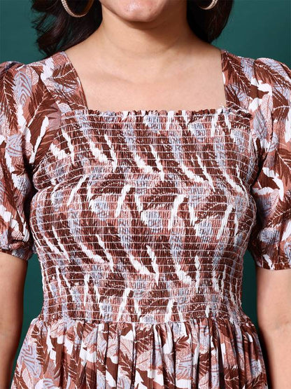Sufiyana Ámour's White Feather Print Crepe Gown for Women