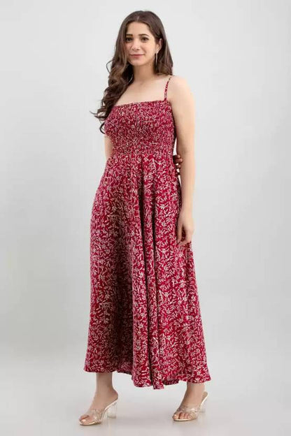 Sufiyana Ámour's Red Rayon Maxi Dress for Females