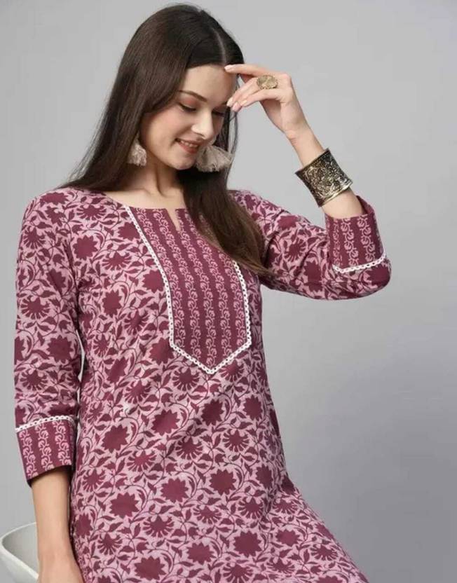 Sufiyana Ámour's Maroon Cotton Blend Kurta Set for Females