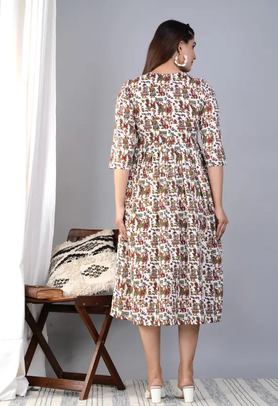 Sufiyana Ámour's White Printed Rayon Anarkali Kurta for Females