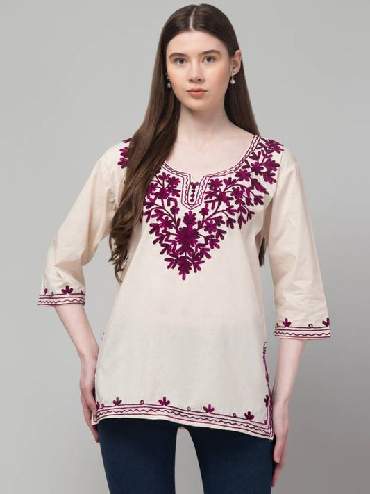 Sufiyana Ámour's Kashmiri Embroidered Short Top