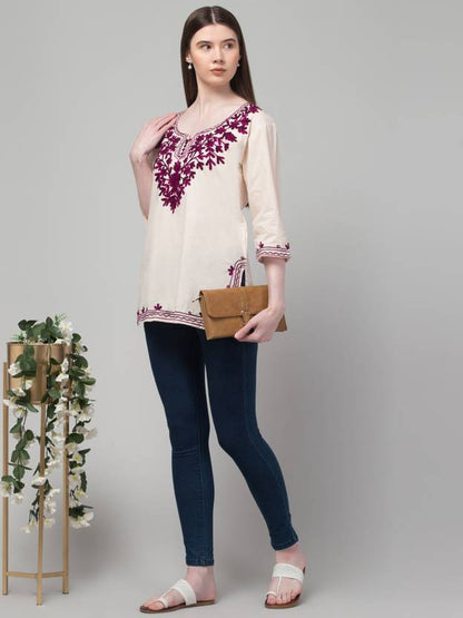 Sufiyana Ámour's Kashmiri Embroidered Short Top