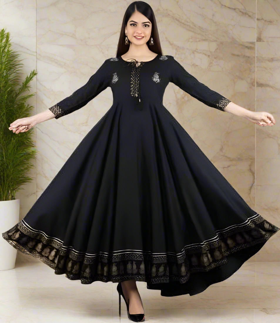 Sufiyana Ámour's Royal Black Anarkali Kurta for Females