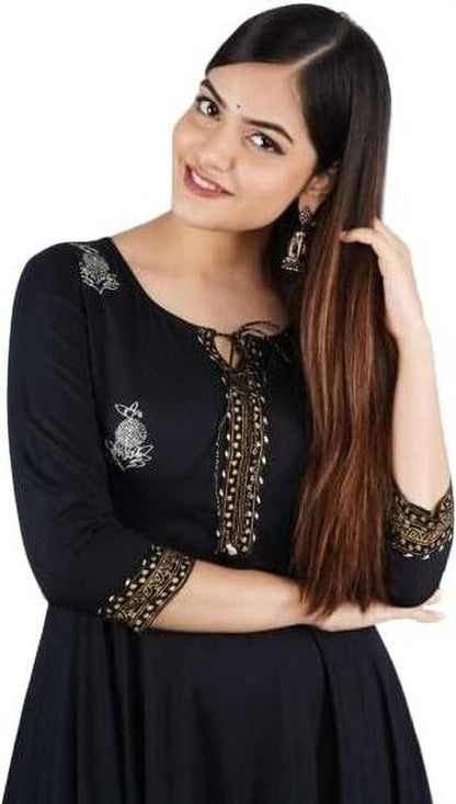 Sufiyana Ámour's Royal Black Anarkali Kurta for Females