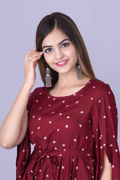 Sufiyana Ámour's Elegant Deep Red Crepe Top for Females
