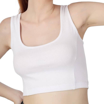 Sufiyana Ámour's Black and White Sleeveless Cotton Crop Top Set for Women