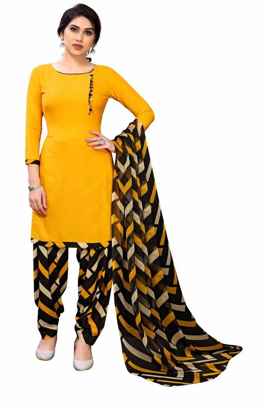 Sufiyana Ámour's Yellow & Black Printed Dress Material for Females
