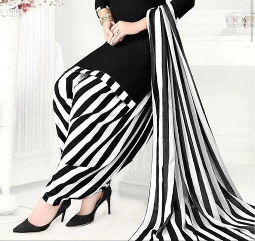 Sufiyana Ámour's Black & White Striped Suit Material for Females