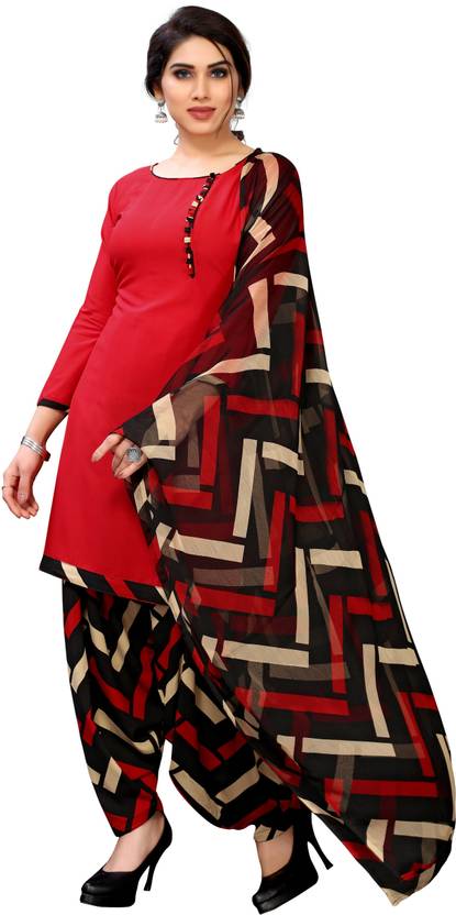 Sufiyana Ámour's Red, Black & Beige Solid Suit Material for Females