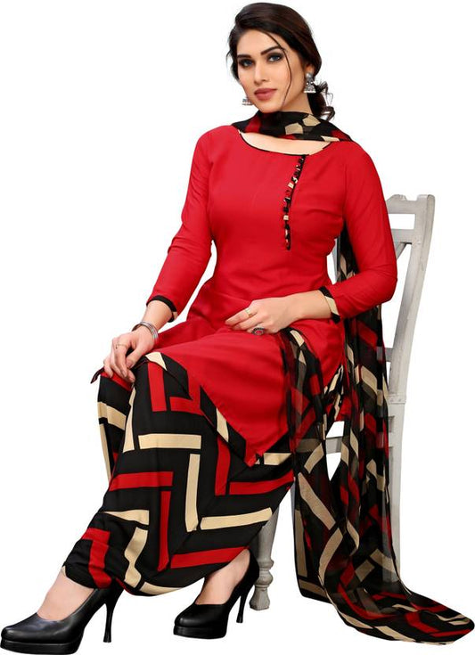 Sufiyana Ámour's Red, Black & Beige Solid Suit Material for Females