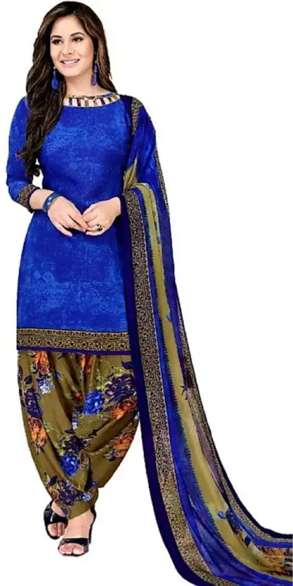 Sufiyana Ámour's Blue & Olive Green Printed Salwar Suit Material for Females