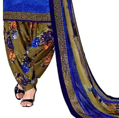 Sufiyana Ámour's Blue & Olive Green Printed Salwar Suit Material for Females
